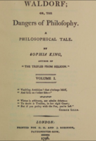Sophia King, Title Page for Waldorf, or, The Dangers of Philosophy, 1798 thumbnail