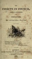 Susanna Watts, Title Page for The Insects in Council, Addressed to Entomologists, with Other Poems, 1828 thumbnail