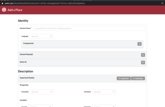 place entity creation form